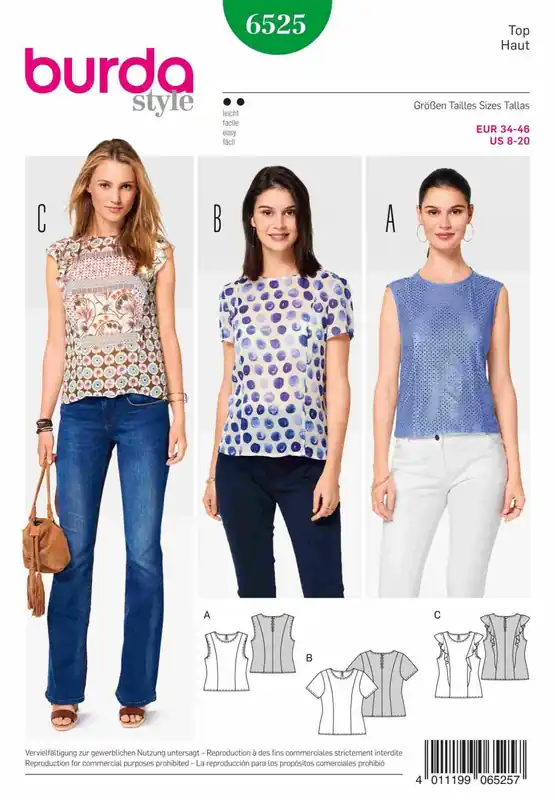 Burda 6525 topp dam | Superpris