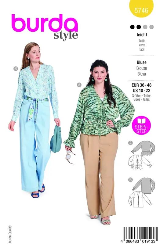 Toppkvalitet | Burda 5746 Blus med elastisk midja
