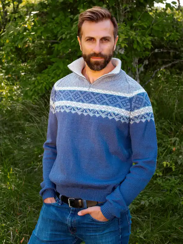 Ein zip-herrtröja denim/grå | Prisnedsättning
